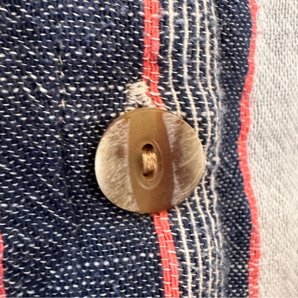 Anthropologie Cloth & Stone Top M Striped Denim Nubby Cotton Button Front - Picture 13 of 14